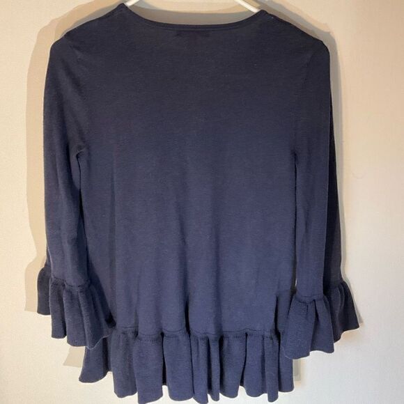 Lilly Pulitzer Adela Ruffle Hem Sweater, S. Navy. Lightweight, preppy - Picture 11 of 13